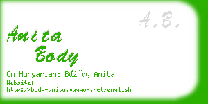 anita body business card